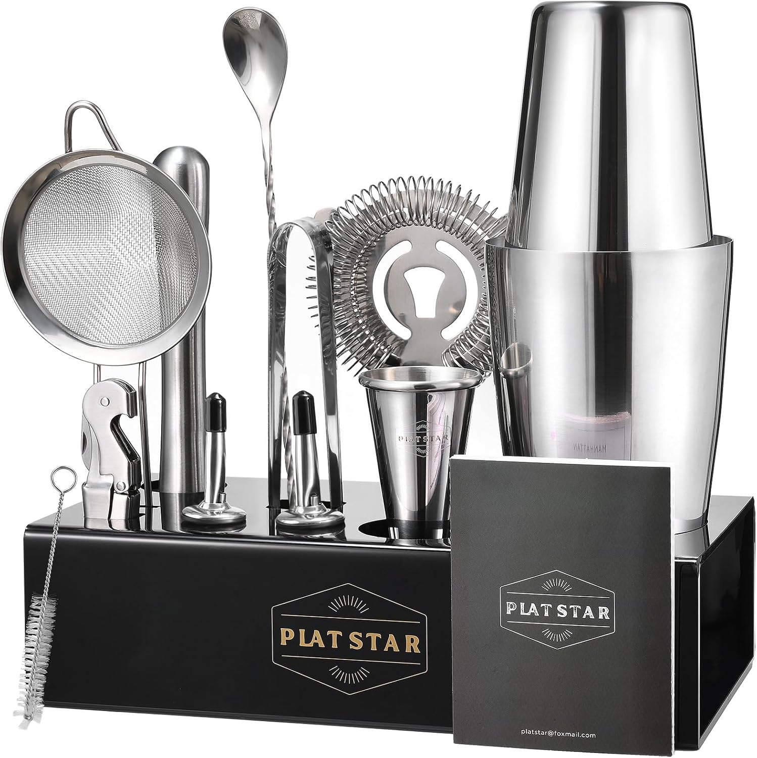 Mixology Bartender Kit Home Bar Set with Boston Shaker and Stand